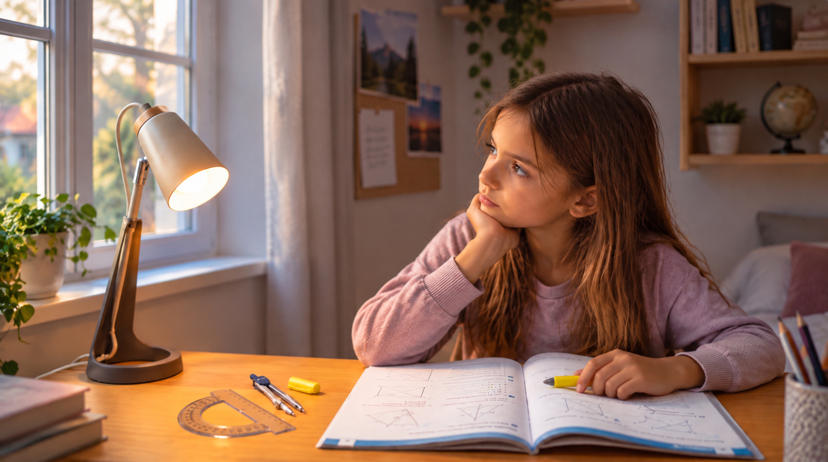Enfant concentré sur son travail scolaire, loin des écrans